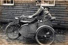Private Archibald Thomas in sidecar