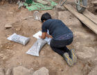 Labeling the soil sample bags